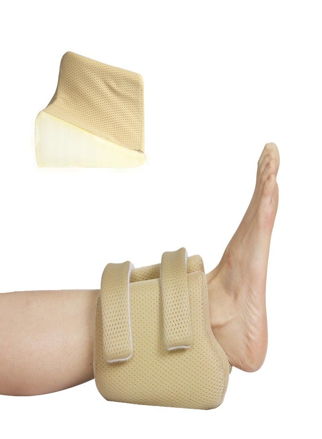 EHUCON 3D Compact Heel Protectors for Pressure Sores & Bed Sore Relief, Foot Elevation Pillow for Bedridden Patients, Heel Cushion for Post-Surgery Recovery, Ankle Support Foot Wedge Pillow to Reduce Pressure (Khaki 1 pc) - Image 1